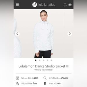 Lululemon Women’s White Dance Studio Jacket Size 12